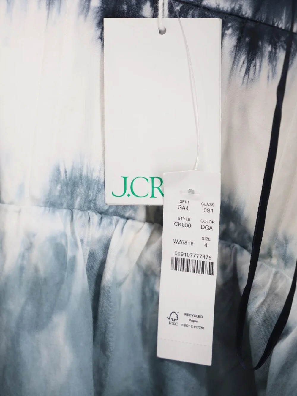 NWT J. CREW Strapless Drop Waist Dress in Dip Dye Midi Size 4